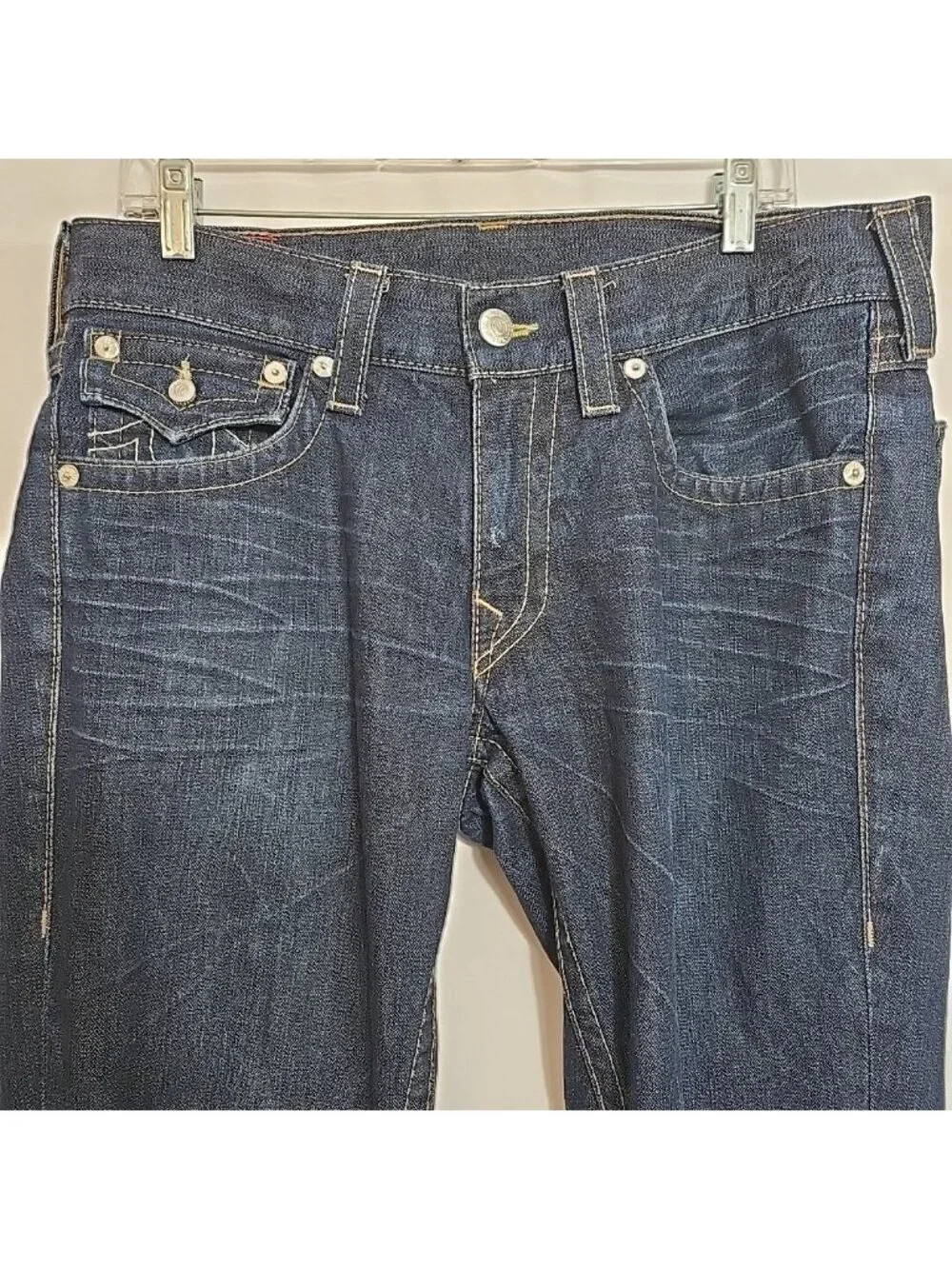 Vintage True Religion Ricky Jeans Mens Size 33 (36/34.5) Flap Pockets Faded USA